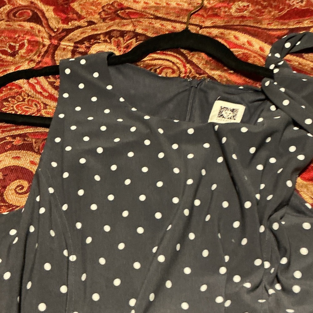 Anne Klein Sport Blue and White Polka Dot Dress